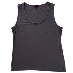 Talbots Womens Scoop Neck Tank Top Charcoal Gray Rayon Spandex Stretch PH2807 L